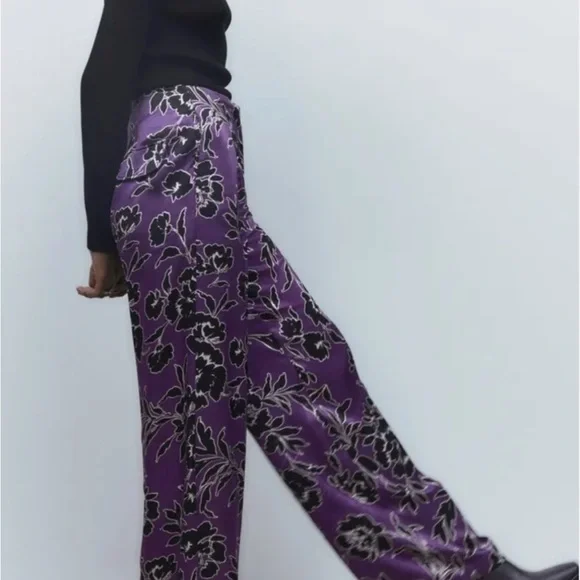 Black Top with Purple Floral Pants - Picture 3 of 10